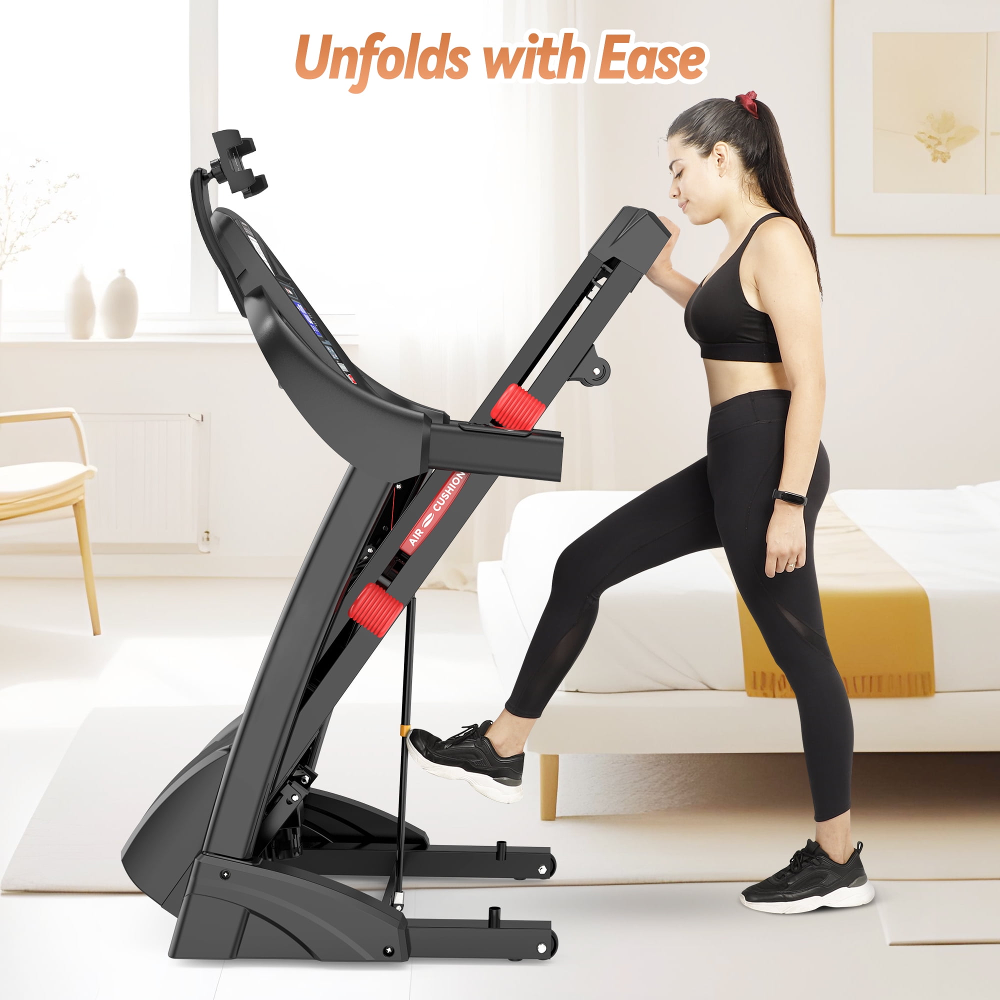 4.75HP Folding Treadmill with 300lbs Capacity, 71 Programs Treadmill with 15 Auto Incline for Home, 10MPH Speed, Silent Brushless Motor, Bluetooth & HiFi Stereo Speakers