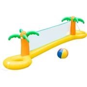 SCS Direct Giant Inflatable Palm Tree Volleyball Net Set w/ Ball - 12 ft Long - Fun Swimming Pool Game for Kids or Adults, Outdoor Backyard Pool Parties, Family Fun Summer Water Float Activity