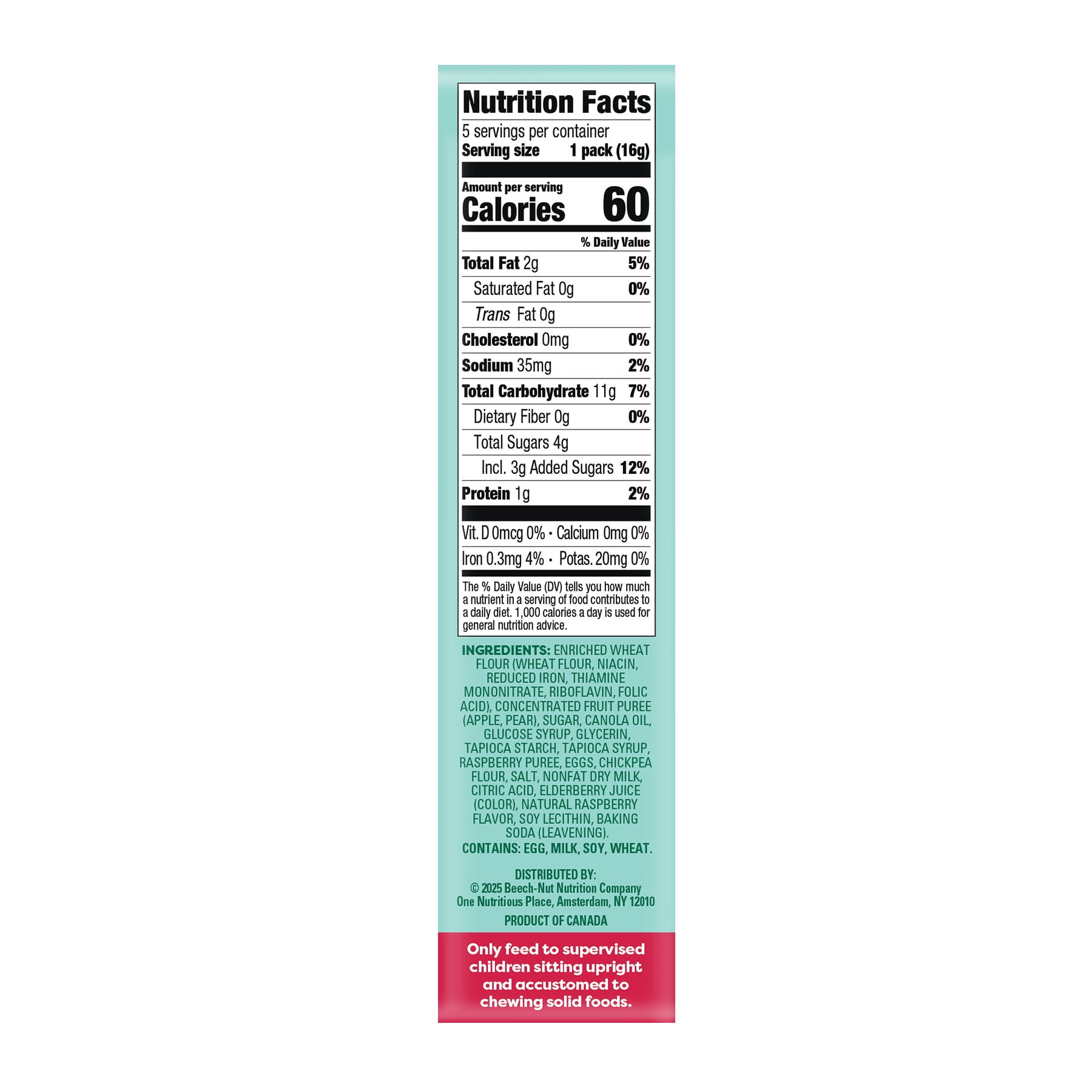 (6 pack) Beech-Nut Jammin' Waffles with Pear Raspberry Fruit Filling Toddler Snack, 5 Count