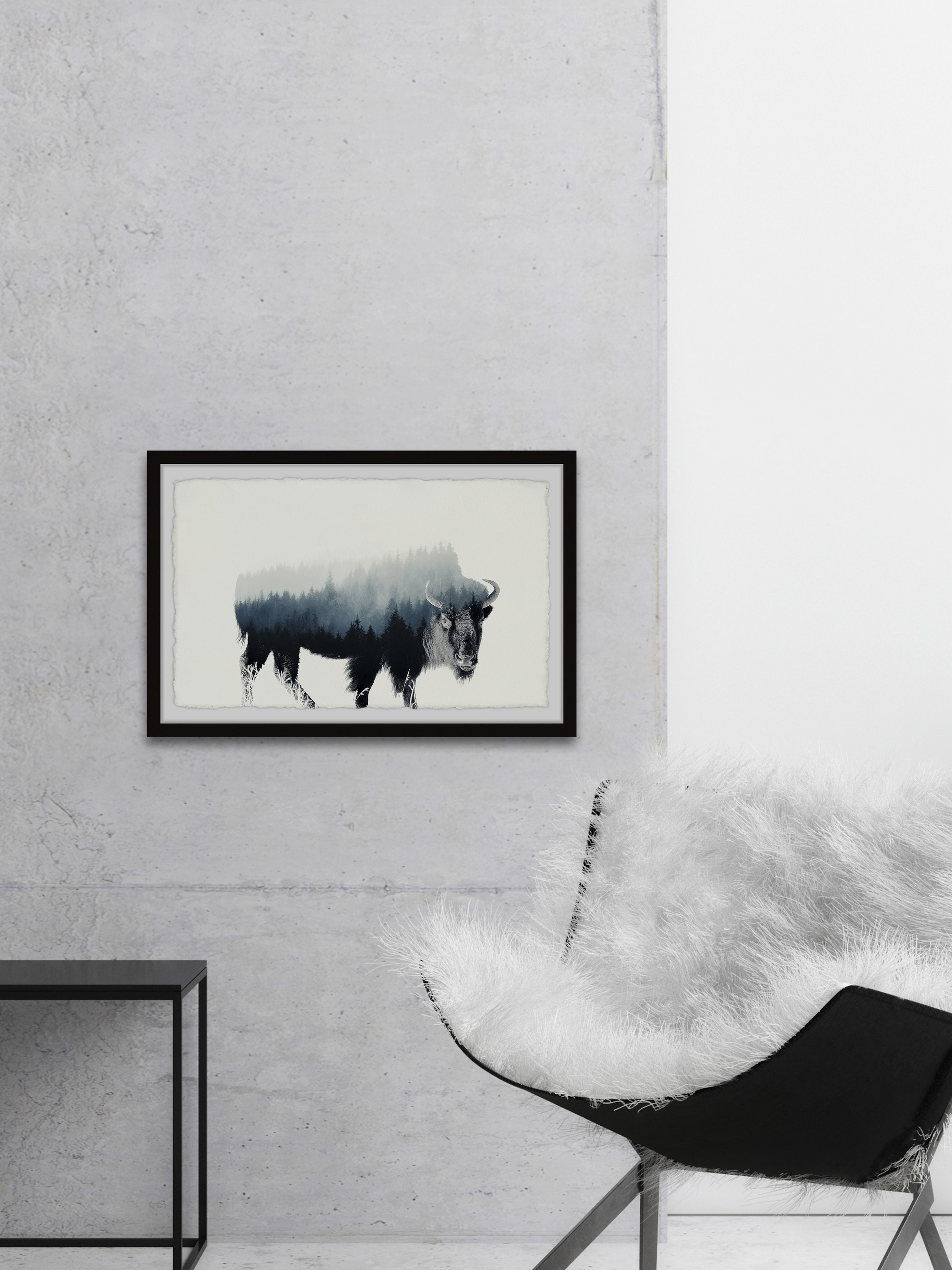 Marmont Hill Ox Silhouette Framed Wall Art, 8" x 12"