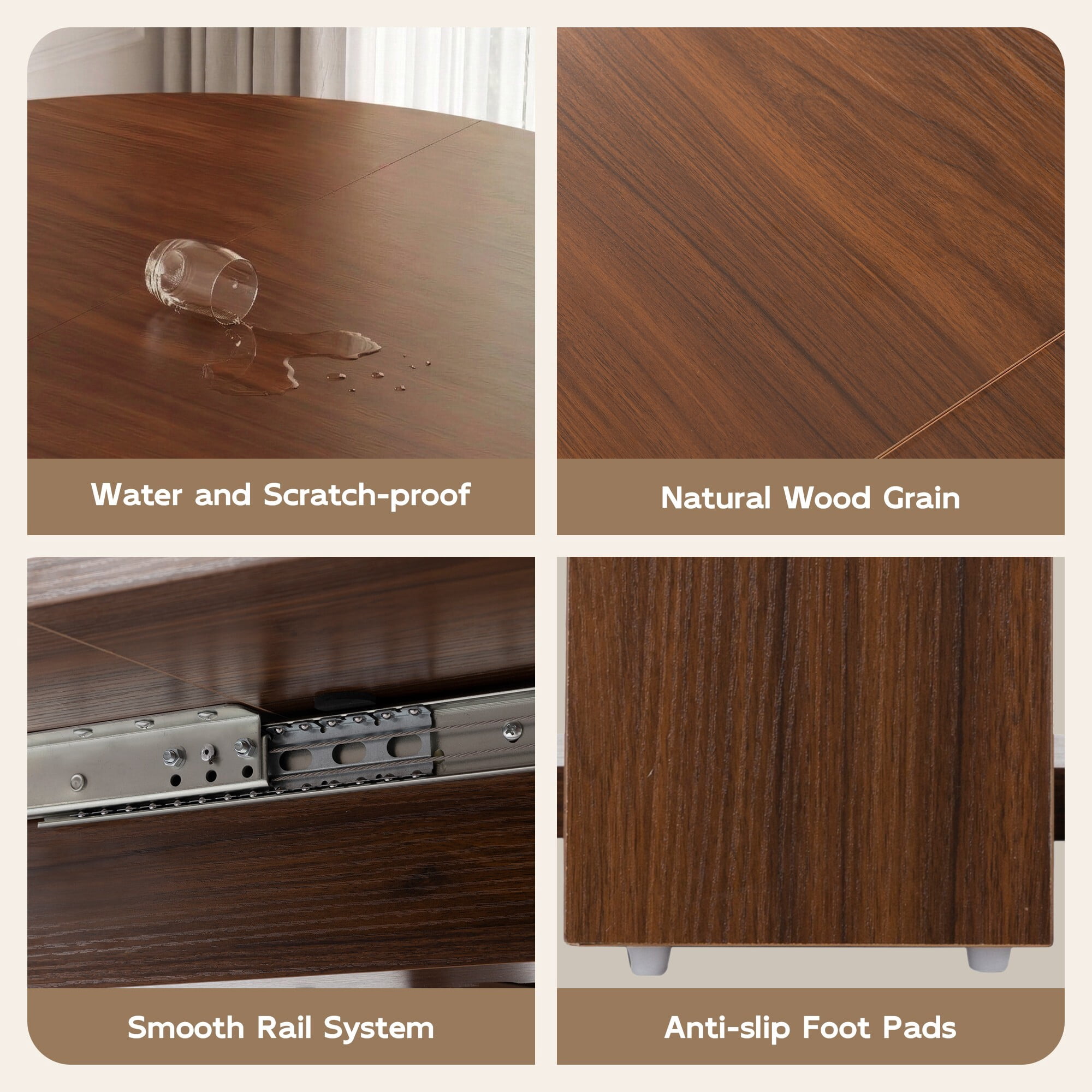 AENKYO 43" Extendable Dining Table for 4-6, Butterfly Leaf Table with Crisscross Storage Base, Walnut Finish