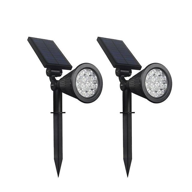 Focos de paisaje con energía solar, iluminación solar para pasarelas para patio, jardín, camino, camino de entrada, pared, piscina, decoración de patio, blanco cálido, paquete de 2 Sol brill