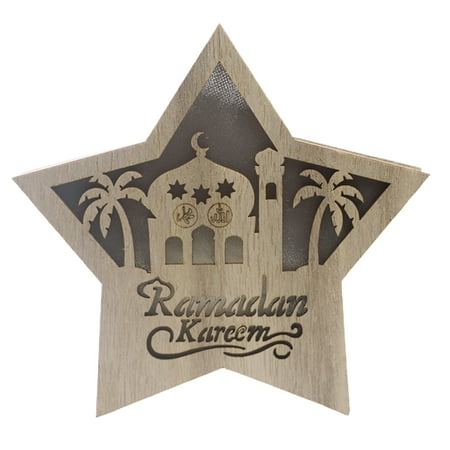 

Trayknick Lamp Moon Star Shape Exquisite Wooden Night Light Decorations for Home