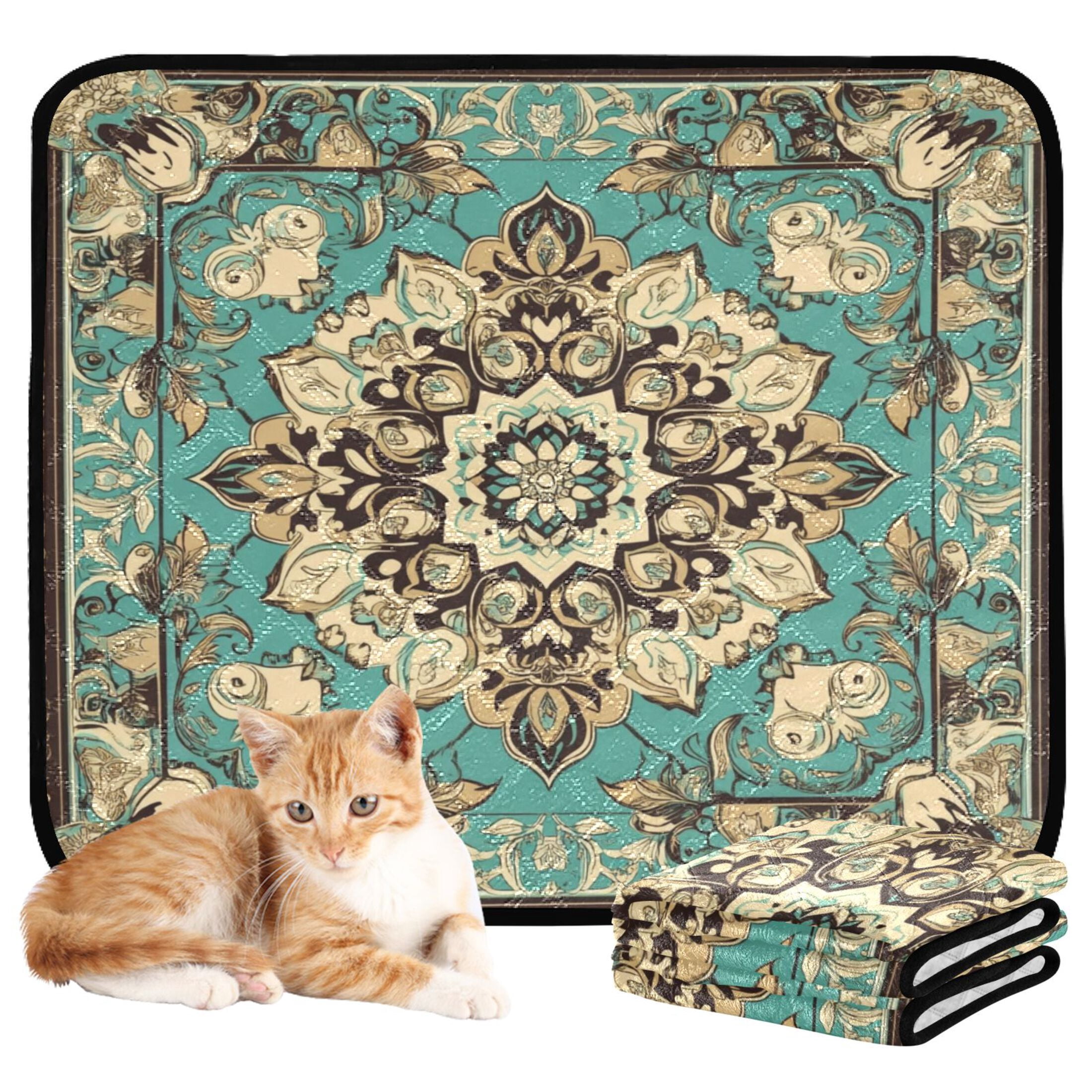 Qxltty Bohemia Pattern Cat litter Pads Pet Set of 2 Diaper Mats Center Anti-leakage Layer Absorbent Soft and Comfortable