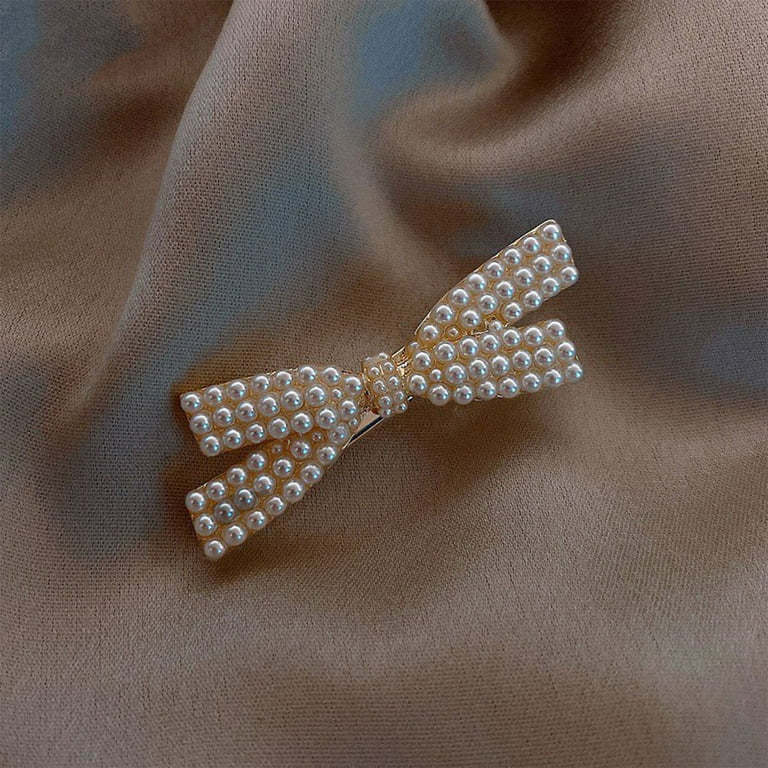 French Pearl Bow Hair Clip For Female Hair Clip Sweet And Hair Ornaments  Winter