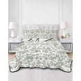 thumbnail image 3 of Sage Green Flower Full Size Down Alternative Comforter, Lightweight Comforter Quilt Bedding Set with Pillow Shams Vintage Farmhouse Boho Leaf Spring All Seasons Bed Comforter Duvet Insert 78"x90", 3 of 7