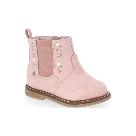 Wonder Nation Baby and Toddler Girls Chelsea Boots with Floral Embroidery
