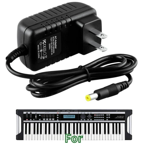 K-MAINS AC/DC Adapter Compatible With KORG X50 61-Key microX Music Synthesizer Keyboard Power Supply