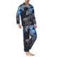 thumbnail image 2 of Fotbe Black And Blue Lightning Dragon Pijama de Hombre con Estampado de Manga Larga, Conjunto de 2 Piezas, Ropa de Dormir Suave y Cómoda con Bolsillos-Small, 2 of 7