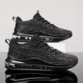 thumbnail image 4 of 2026 New+Men'S Breathable Knit Mesh Sneakers with Air Cushion - Lightweight Low-Top Design, Grey & Black, Lace-Up Casual Shoes Sleek Shoe Design, Fabric Upper for Running, Gym & Casual Attire, Gym Sh, 4 of 9