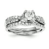 Beautiful Sterling Silver 2-Piece CZ Wedding Set Ring