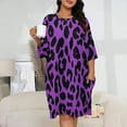 thumbnail image 2 of Purple And Black Cheetah Print Sleepshirts For Sleeping Travels Loose Sleepdress Pajama Dress Soft Nightdress Sleepwear, 2 of 7