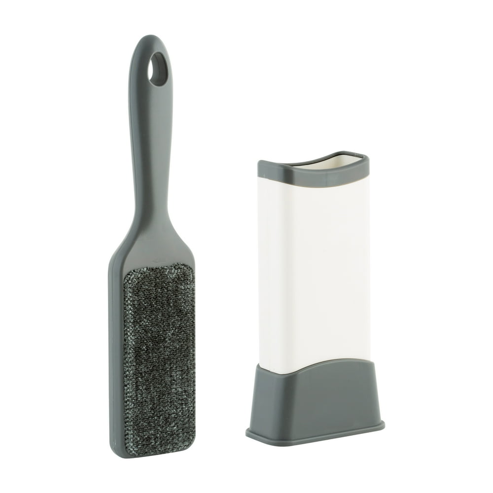 Mainstays Lint Brush with Self Cleaning Cover, Grey and White, 10.4 x 3