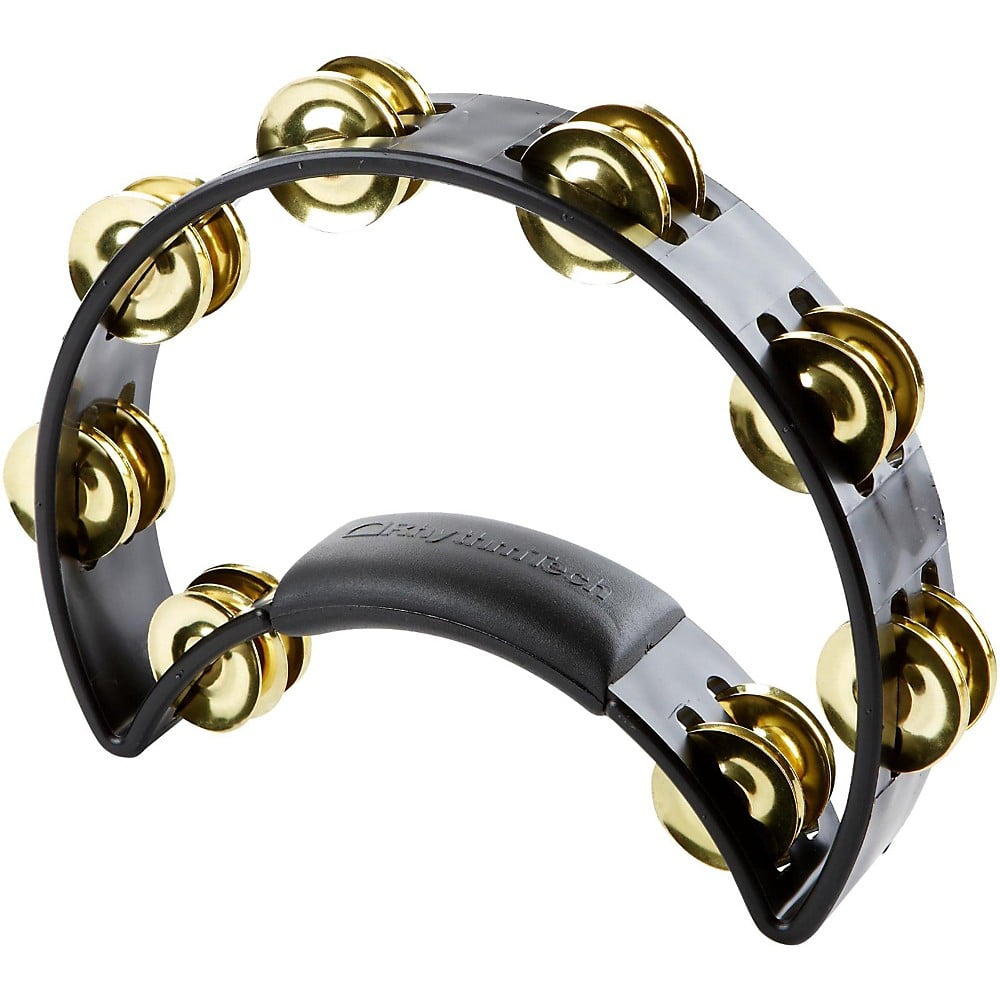 The Rhythm Tech Tambourine Black-Double Row Brass Jingles