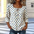 thumbnail image 4 of Fewfanhot Womens Tops 3/4 Length Sleeve with Button Casual V Neck Summer Outfits Fall Fashion Spring Clothes, 4 of 6