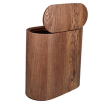 TABLZONE Slim Wooden Trash Bin with Coffee PP Lid for Compact Home Bathroom, Kitchen, Office Wastebasket