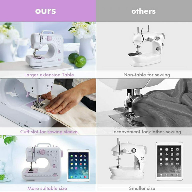 12 Built-in Stitches Small Sewing Machine Double Threads and Two