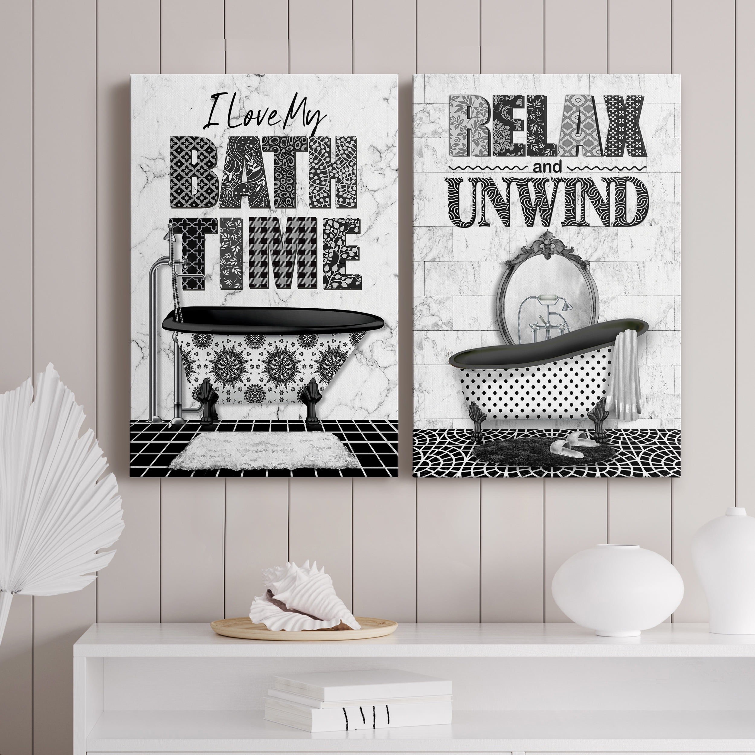 Bath Time Premium Gallery Wrapped Canvas - Ready to Hang - Set of 2 - 40 x 60 Each