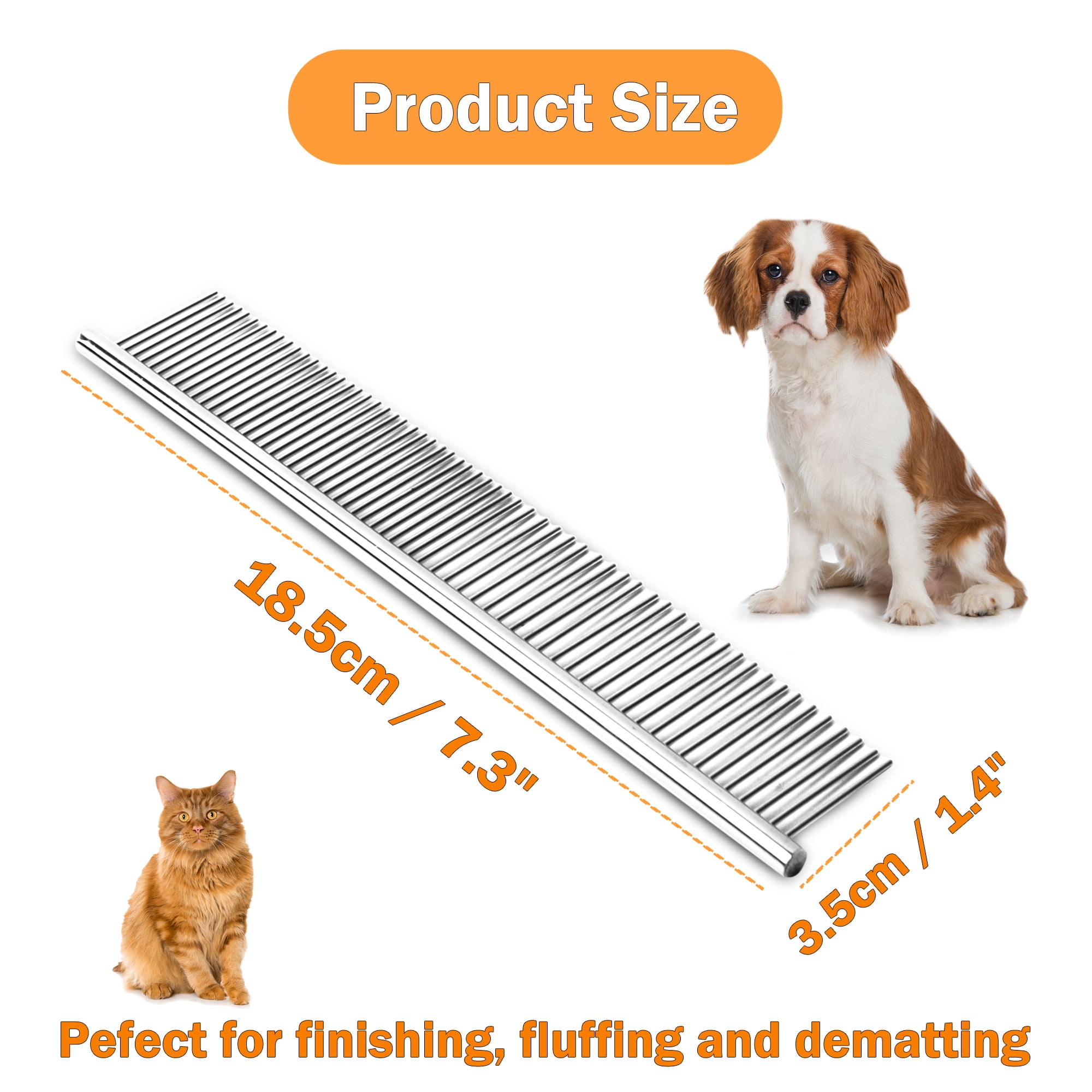 Unique Bargains 1 Pack Metal Rounded Teeth Pet Hair Care Tool Dog Grooming Comb