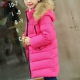 thumbnail image 5 of Fesfesfes Kids Winter Hooded Parka Jacket Mid Length Coat with Large Collar Windproof Warm Thickened Down Filled Outerwear for Children Boys Girls(Hot Pink,12-13 Years), 5 of 6
