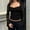 Black, variant on Womens Crop Tops Dressy Casual Ruched Front Tie Square Neck Floral Lace Flare Long Sleeve Shirts Comfort Slim Fit Blouses Going Out Tops