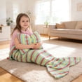 thumbnail image 7 of Catalonia Mermaid Tail Bed Blanket & Pillow Bowknot Cushion, Plush Soft Coral Fleece Children Kids Snuggie Throw for Bed 60” x 21”, 7 of 7