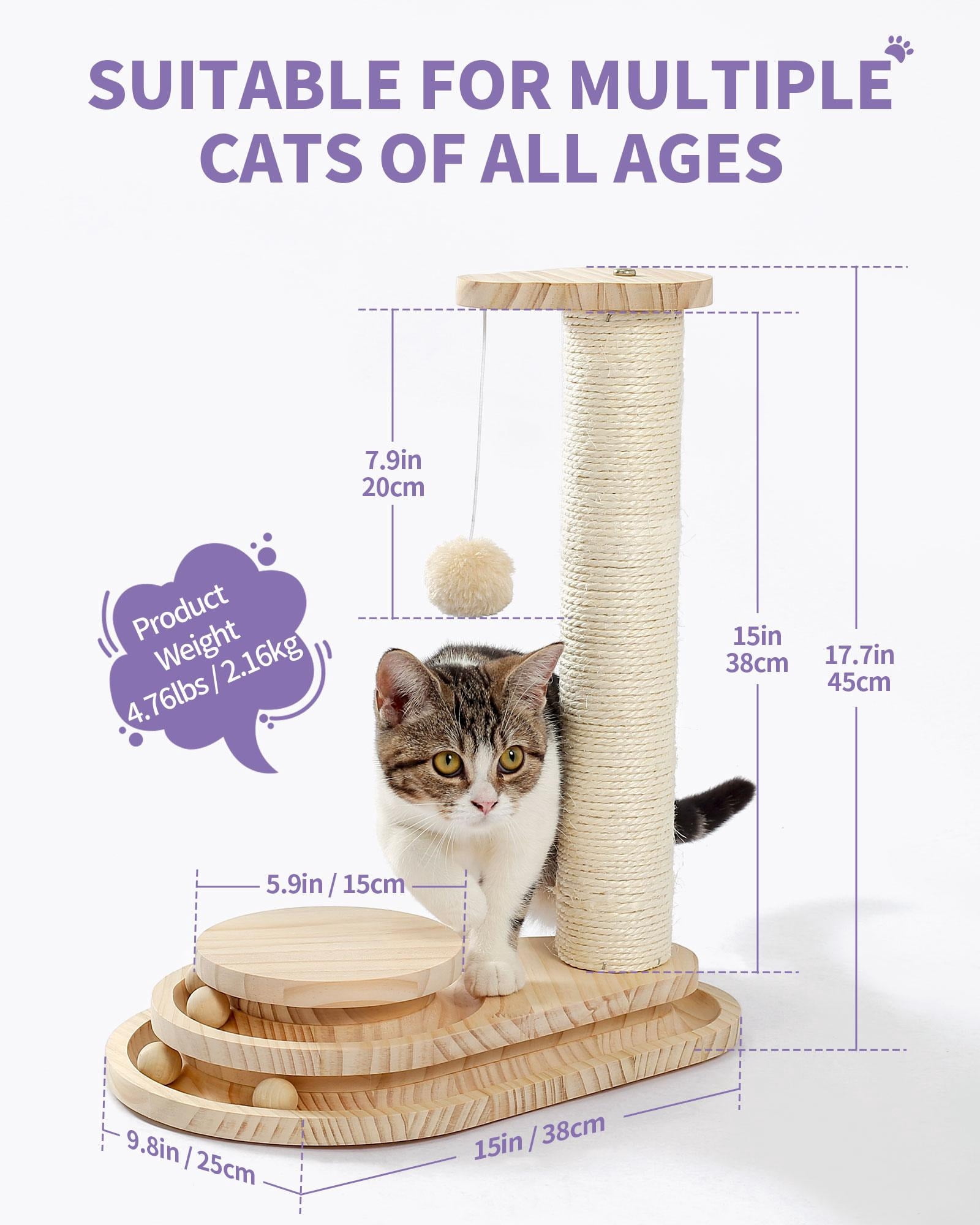 Scratching Post Self Groomer Indoor Cats Cloud Soft Perch Rest 17.5" Tall Natural Sisal Scratcher Cat Grooming Interactive Ball Track Toys for Small Cats Kittens