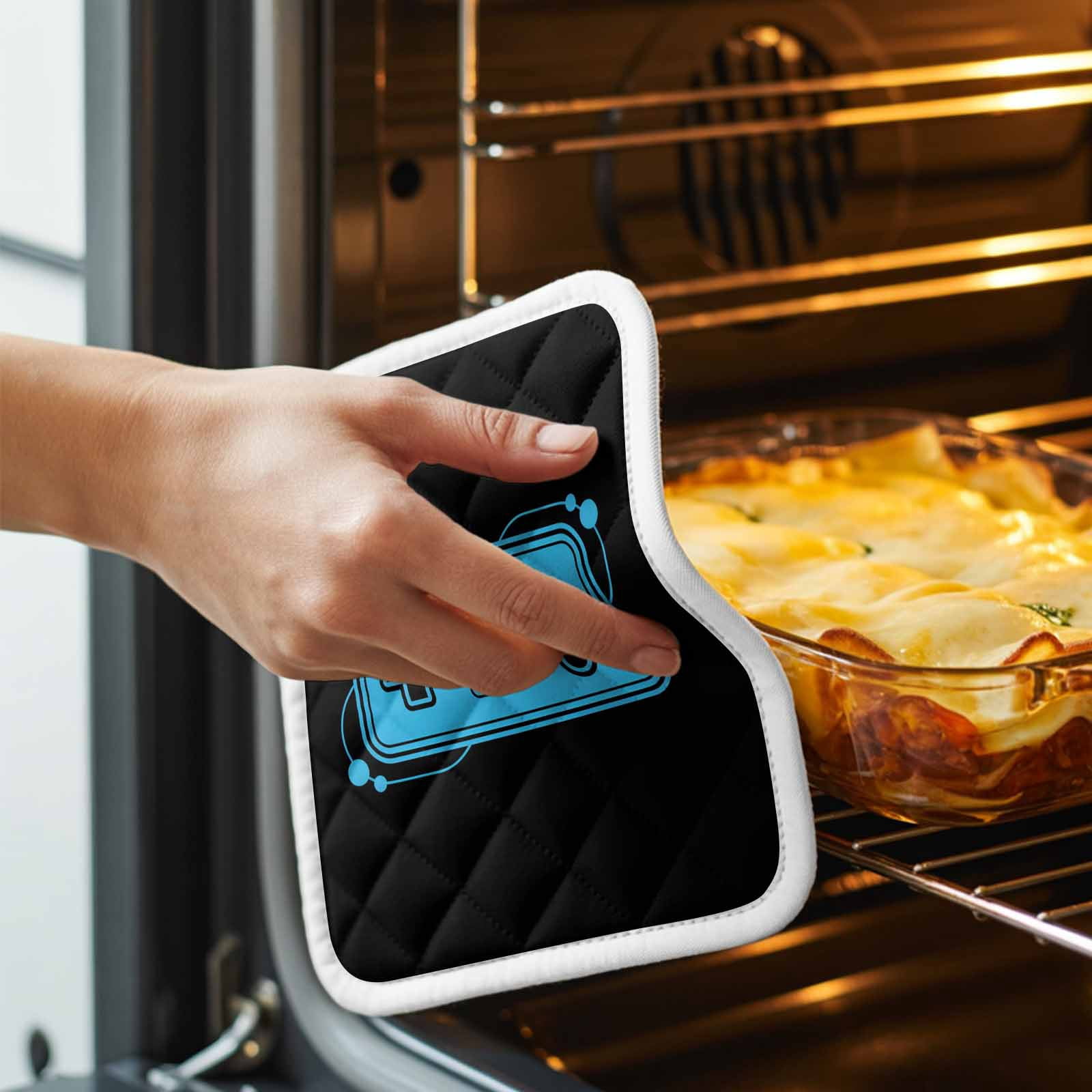 Blue Game Handle Pot Holders for Kitchen Heatproof Potholder, 3 Pack Video Gamer Console Earphones Black Hot Pads Multipurpose Oven Pads Cloth Potholders Trivet for Cooking Baking
