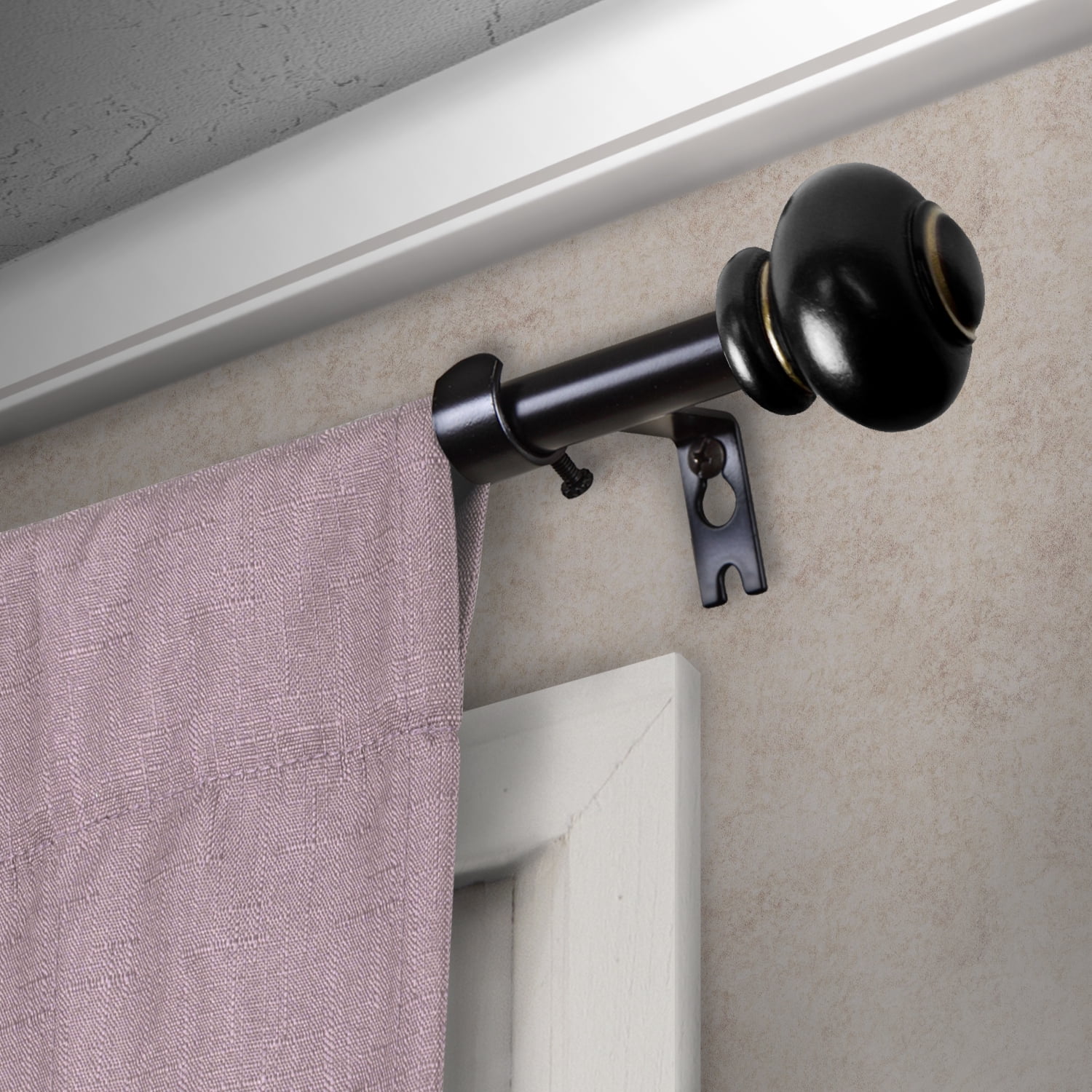 Central Design Products Steel 0.63" Modern Single Curtain Rod, Black