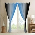 thumbnail image 4 of Blue Darkening Drapes (2 Panels, 52 x 63 Inch) Ombre Black Curtains for Bedroom Living Room for Kids Decor Gradient Style 30%-50% Blackout Curtains Abstract Window Treatments, 4 of 8