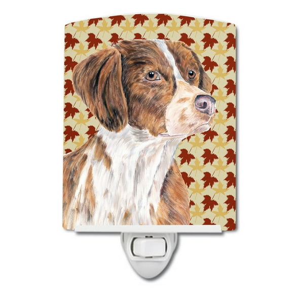 Caroline's Treasures SC9229CNL Brittany Fall Leaves Portrait Ceramic Night Light, 6x4x3", multicolor