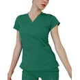 thumbnail image 2 of Adar Scrub Set for Women - Curved V-Neck Scrub Top & Tapered Drawstring Scrub Pants - 4402 - HGR - 2X Hunter Green, 2 of 7