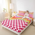 thumbnail image 5 of Homewish Dreamy Cartoon Rainbow Twin Sheet Sets, Red Rectangle Abstract Plaid Twin Fitted Sheet, Teens Kids Boys Girls Flat Sheet, Luxury Bedroom Decor, 3-Piece, 5 of 8