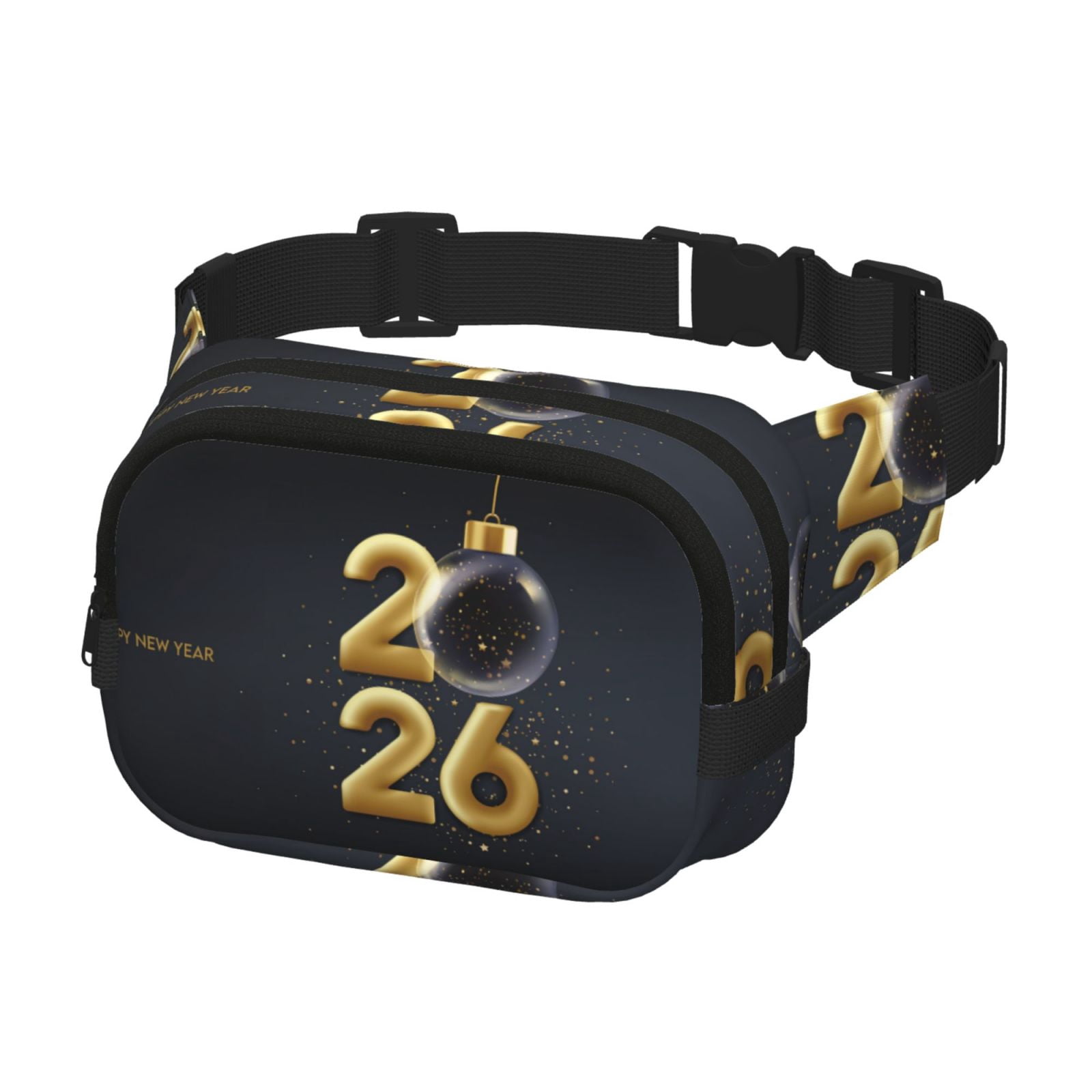 Hirioo Happy New Year 2026 for Double Layer Waist Bag Adjustable Fanny Pack For Travel Running Hiking