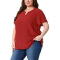 thumbnail image 4 of Agnes Orinda Women's Plus Size St. Patrick's Day Tops Swiss Dots Short Sleeve Notched Neck Spring Summer Blouses 2X Red, 4 of 7
