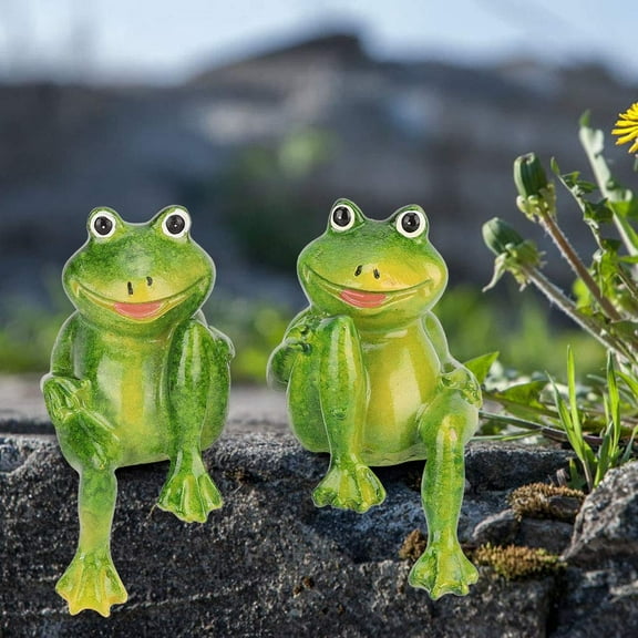 Genreen Frog Figurine Garden Decor Set of 2, Funny Lazy Frog Garden Statues Yard Decoration Outdoor Holiday Decorations, Unique Yart Art Outdoor Lawn Ornament for Outside Pond Pool Patio Front Porch