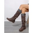 thumbnail image 5 of Women's Knee High Side Zipper Knitted Cuff Riding Boots, 5 of 5