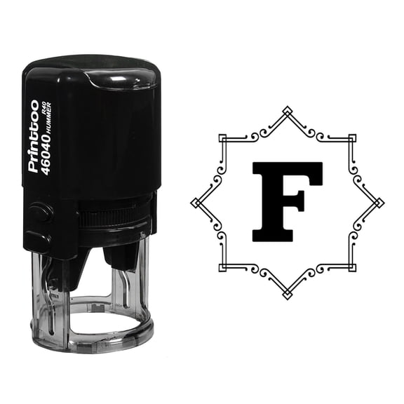 Printtoo Octagon Celtic Swirl Frame Alphabet F Monogram R-40 Self Inking Rubber Stamp Office Stationary