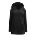 thumbnail image 6 of yoeyez Womens Plush Hoodies Casual Snuggly Sherpa Hooded Pullover Long Sleeve Tunics Tops Winter Warm Cozy Soft Loungewear with Pocket Black,S, 6 of 7