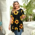 thumbnail image 5 of VEPKUL Womens Plus Size Womens Tunic Tops Crewneck Short Sleeve Shirt Floral Blouses Tunic Tops SunFlower 3X, 5 of 8