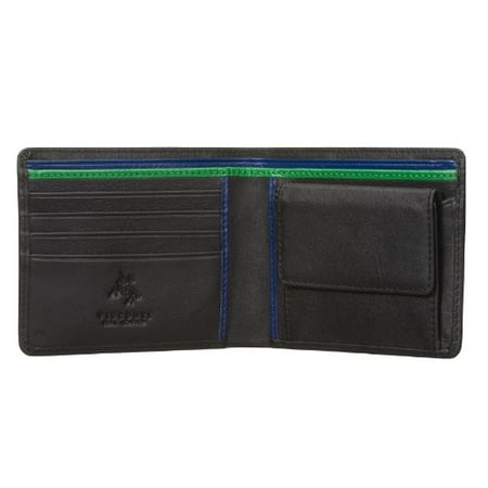 Visconti Bond BD10 Mens Black with Multi Color Soft Thin Leather Bifold (Best Mens Wallet Ever)