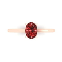 1 ct Oval Cut Natural Garnet Solitaire 18K Rose Gold Womens Engagement Ring