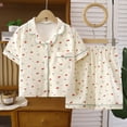 thumbnail image 2 of Kogui Baby Pajamas Girl Kids Toddler Girl Pajamas Short Sleeve Button Down Shirt Top and Shorts 2pcs Pjs Sets Sleepwear 2T 3T (Beige,2-3 Years), 2 of 4
