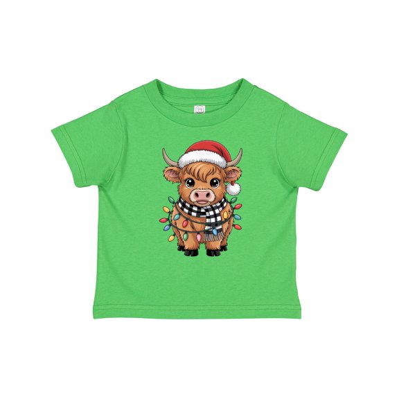 Inktastic Christmas Lights Highland Cow Boys or Girls Toddler T-Shirt