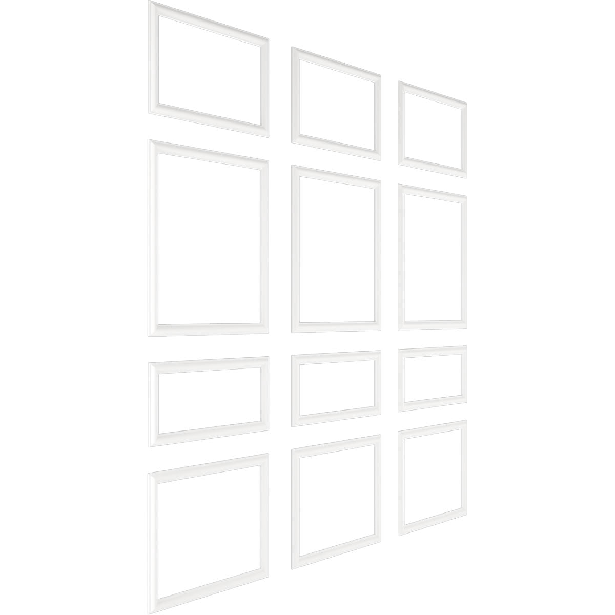 Ekena millwork 94 1/2"L (Adjustable 94 1/2"H to 120"H) Ashford Square Panel Full Wall Wainscot Paneling Kit