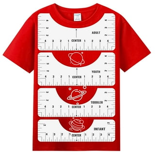 T-Shirt Ruler Guide, 6 Piece T-Shirt Alignment Tool Set for Vinyl,  Sublimation T Shirt Placement Ruler to Center Designs with Measuring Ruler,  Adult Youth Toddler Infant 