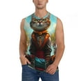 thumbnail image 6 of Daiia Riverside Meditating Cat Printed Men's Tank Tops,Casual Soft Sleeveless Gym Muscle Shirts Bodybuilding Tee-Large, 6 of 8