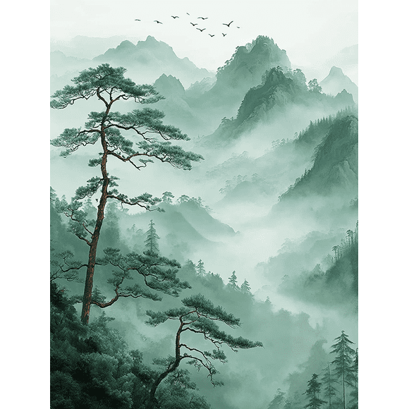Qisvanset 12x16 Inch Japanese Landscape Canvas Wall Art Minimalist Japandi Decor