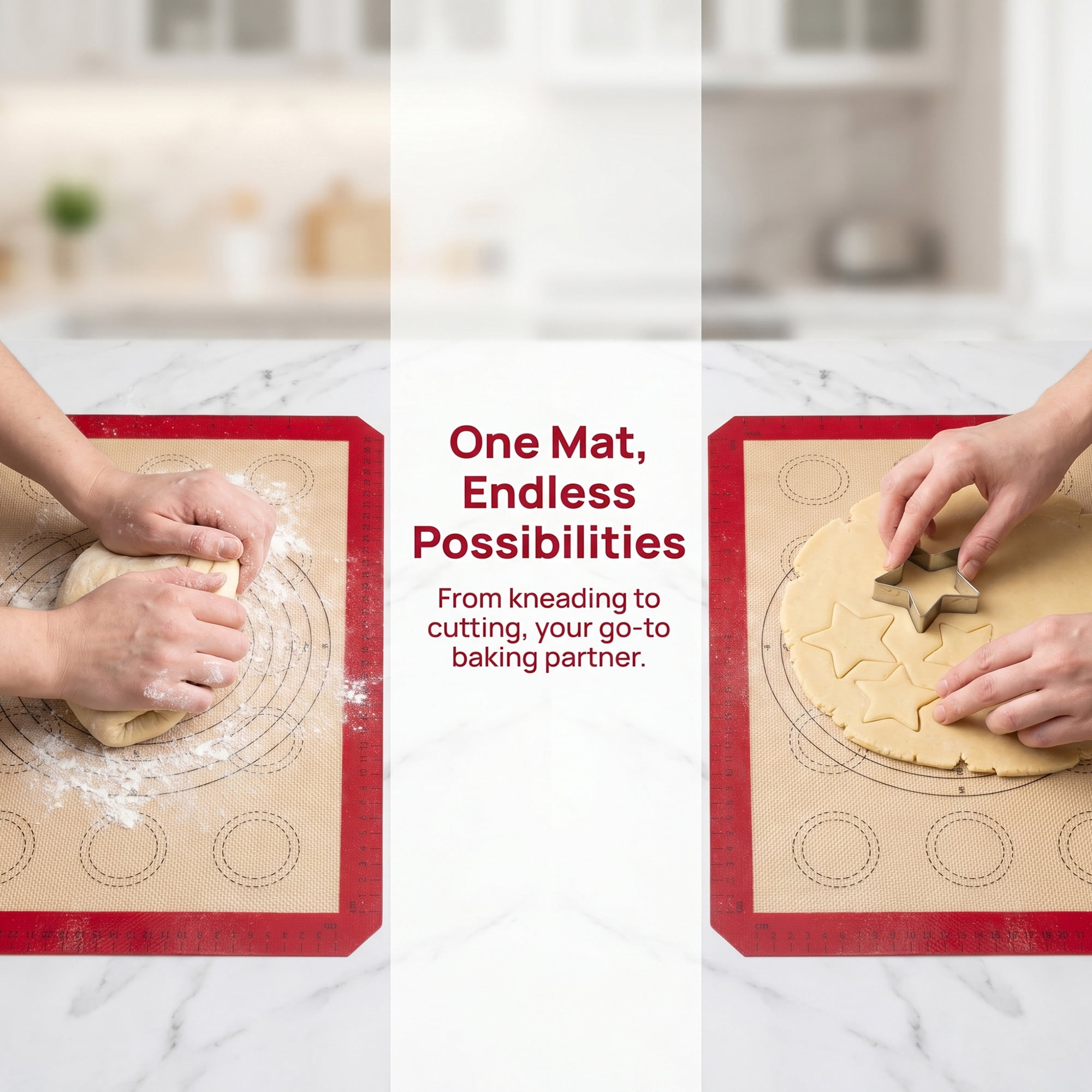 Unique Bargains Silicone Non Stick Macarons Baking Mat with Circles Red 16.5"x11.6"