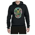 thumbnail image 2 of Day Of The Dead Calavera Skull Colorful Trippy | Mens Pop Culture Hooded Sweatshirt Graphic Hoodie, Black, Small, 2 of 4